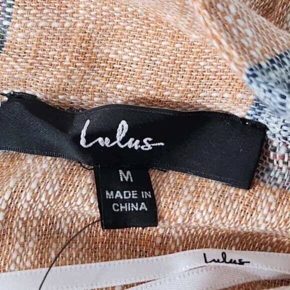 2/$30 Lulu’s Striped Double V-Neck Linen Blend Boho Dress Dusty Orange Size M - Picture 3 of 6